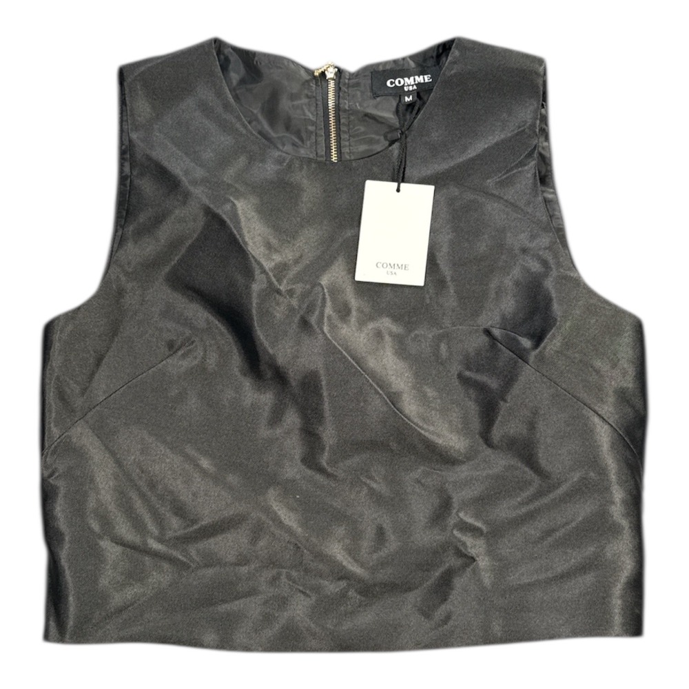 COMME USA‎ Black Sleeveless Cropped Top Zipper Size M